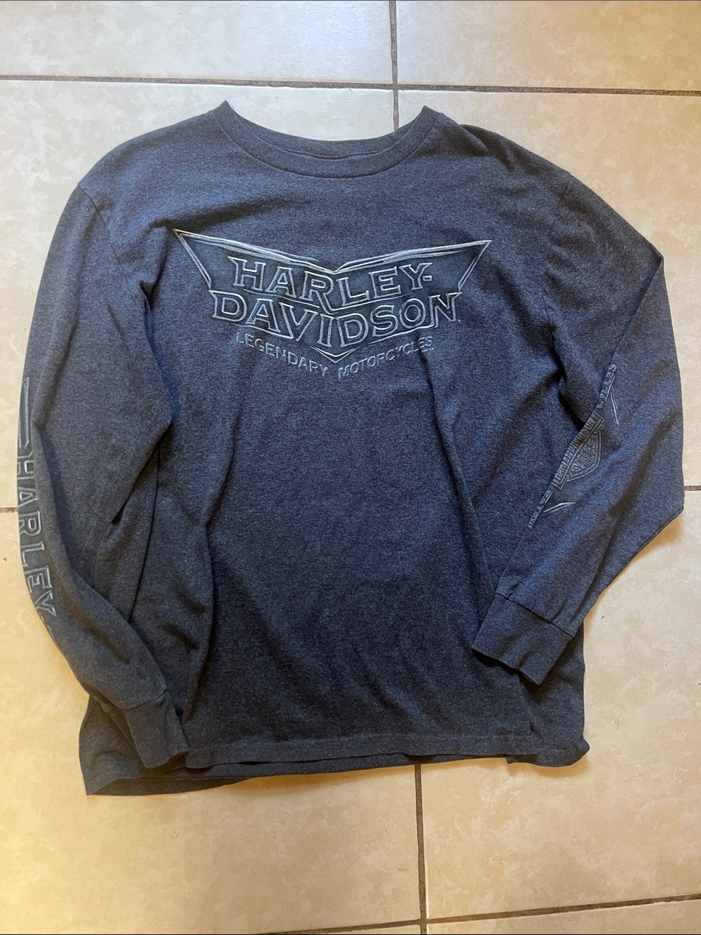 Harley-Davidson XL  Men's Long Sleeve Tee - Charcoal Gray Logo